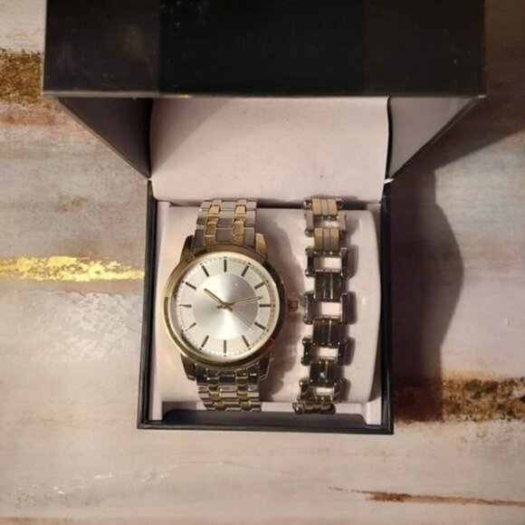 Inc Men's Two-Tone Bracelet Watch 42mm & Matching Bracelet Set - Picture 2 of 2